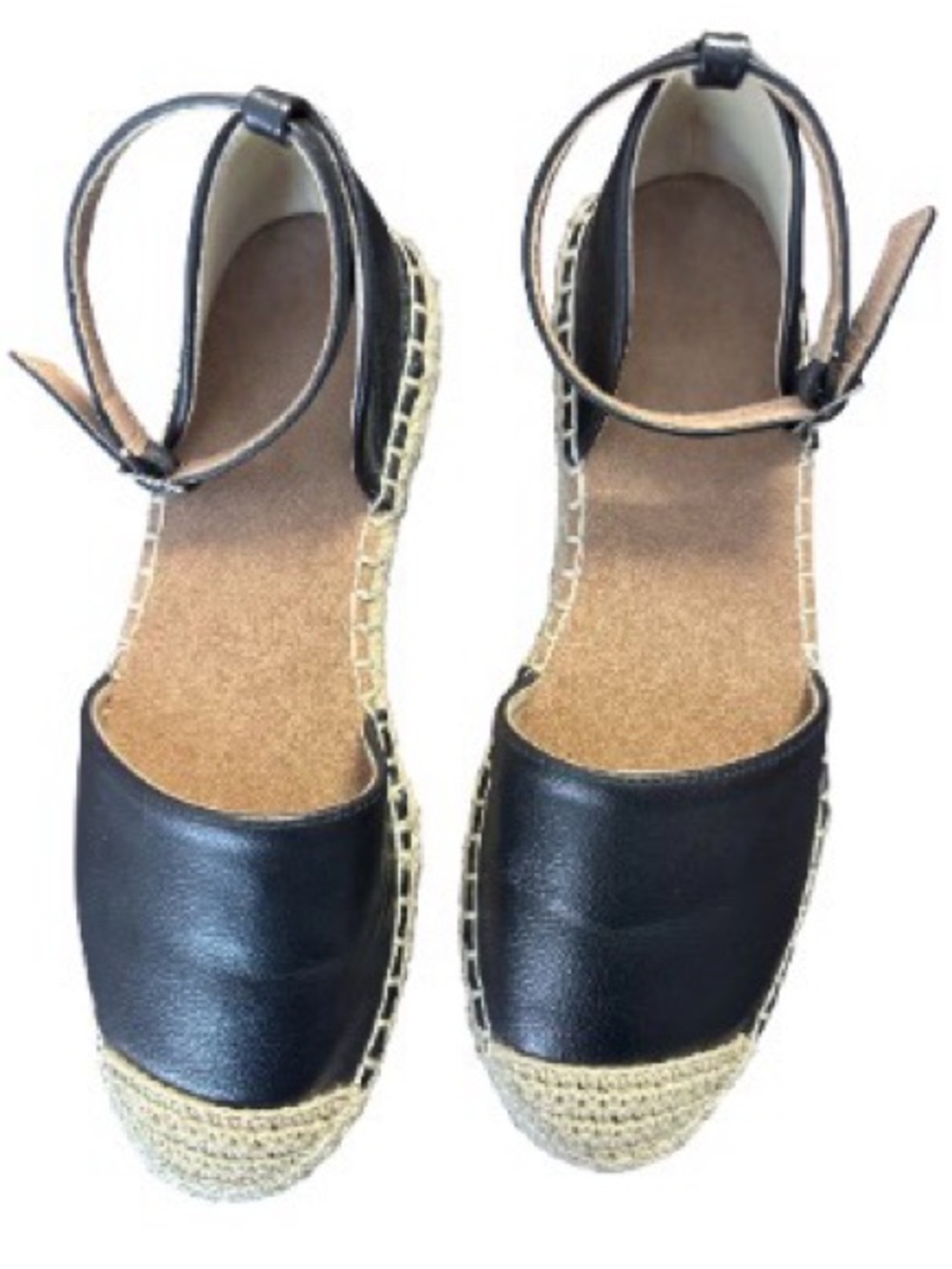 Black Espadrille Flat Ankle-Strap Sandals |6.5|